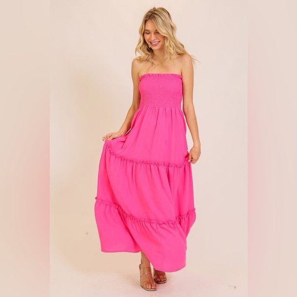#02 Nova Pink Strapless Maxi 
Dress - Picture 2 of 5
